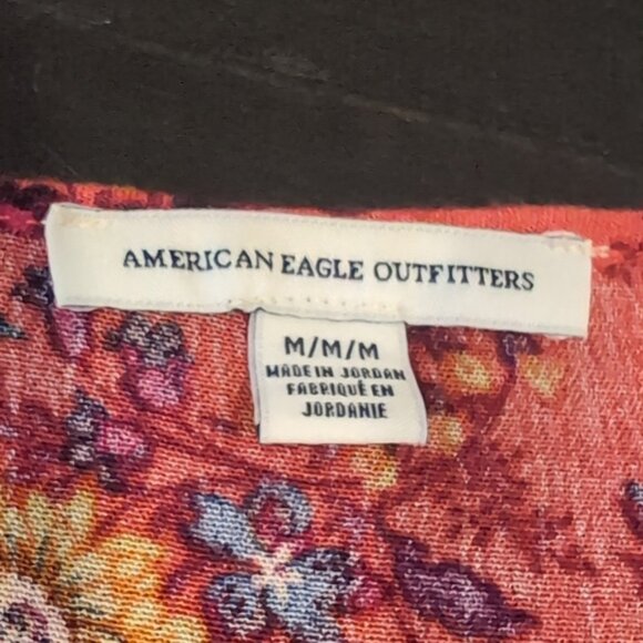 3/$20 American Eagle Floral Keyhole Flowy Blouse Boho Fall Long Sleeve AEO - Picture 12 of 13